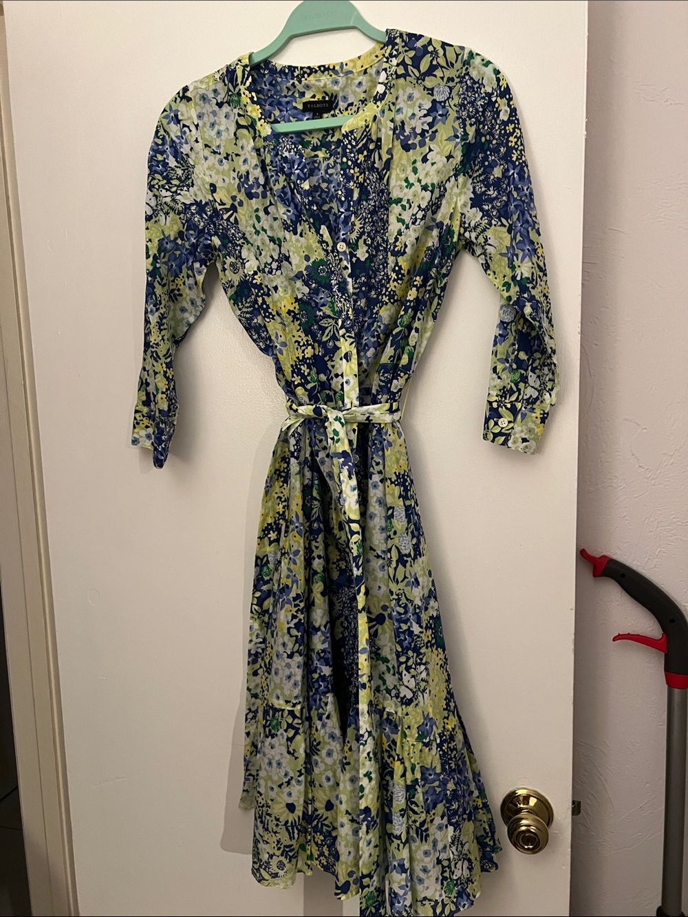 NEW-Talbots Green & Blue Floral Wrap Midi Dress- BRAND NEW- NEVER WORN